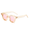 Oval sunglasses with transparent light orange frames and pink tinted lenses - New Style / Standard Champagne Yellow Frame Sunglasses with Pink Lenses