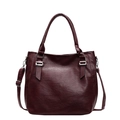 Bolso tote retro granate de cuero sintético con hebillas plateadas y bandolera - Rojo
