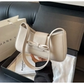 Bolso de hombro crema para mujer con lazo elegante y diseño tipo baguette de moda - Blanco Roto