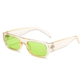 Retro small square sunglasses with amber tortoise frame and neon green lenses - Brown Frame Green Lens