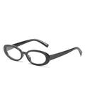 Lunettes de soleil ovales noires classiques pour femmes au design rétro et minimaliste - Nouveau Style / Monture noire standard verres transparents