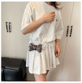 Mini metallic bow-shaped crossbody bag with gold chain strap in a dark grey mirror finish - Dark Gray