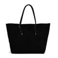 Minimalistische schwarze Matte Wildleder-Einkaufstasche mit glänzenden Ledergriffen - Schwarz