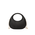 Minimalist black acrylic clutch with semi-circular design and golden chain strap - Black