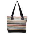 Borsa tote intrecciata a righe colorate con manici e base neri a contrasto moda - Colorato
