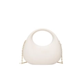 Ivory acrylic moon-shaped evening bag with a gold chain strap and ring handle - White