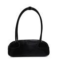 Bolso de hombro minimalista en charol negro con cremallera plateada y tirantes delgados - Negro