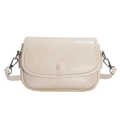 Elegante bolso bandolera blanco crema con textura de lichi y hebilla redonda - Blanco