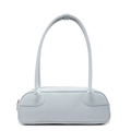 Bolso de hombro minimalista de cuero azul claro con asa larga y acabado mate suave - Azul