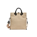 Khaki Canvas-Tasche mit schwarzen Leder-Katzenpfoten und verstellbarem Schultergurt - Khaki