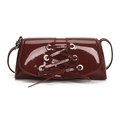 Bolso de hombro vintage de charol color burdeos con diseño decorativo de cordones - Rojo