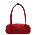Bolso de hombro minimalista de piel sintética roja con forma rectangular retro elegante - Burdeos