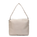Minimalist beige crossbody handbag with smooth faux leather texture on white background - Beige