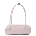 Bolso de hombro minimalista rosa claro en cuero mate con asas largas y suaves - Rosa