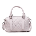 Sac Boston matelassé rose clair avec strass brillants et détails en métal argenté - Rose