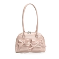 Pink bowling shoulder bag with bow details and glossy synthetic leather finish - Pink