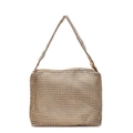 Elegant gold rhinestone mesh handbag for evening parties with metallic shoulder strap - Shiny Rhinestone Gold