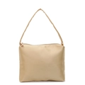 Champagne gold satin square tote bag with smooth texture and zipper closure - Khaki