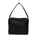 Minimalist black nylon handbag with silver rivets and zip closure for women - Black
