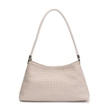 Beigefarbene Schultertasche aus geflochtenem Leder mit minimalistischer Textur und Silberdetails - Weiß