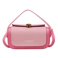 Elegante borsa quadrata rosa in pelle e tessuto bicolore con chiusura in metallo dorato - Rosa Rosso