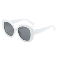 Retro Übergroße ovale Sonnenbrille mit weißem Rahmen und dunkelgrauen Gläsern für Damen - Weißer Rahmen Graue Gläser