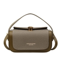Borsa quadrata verde oliva con patta in tessuto marrone e chiusura in metallo dorato - Verde