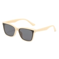 Retro cream beige square frame sunglasses with dark grey lenses for a trendy street style - New Style / Standard Cream Frame with Grey Lenses