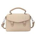 Beige canvas tas met textuur, synthetisch lederen bies en een verstelbare schouderriem - Beige