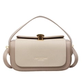 Schicke beige Umhängetasche mit gewebter Klappe und eleganter goldener Metallschnalle - Khaki