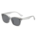 Fashion square small frame sunglasses with transparent grey frame and dark grey lenses - Grey Frame Grey Lens