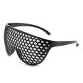 Lunettes de soleil noires enveloppantes avec verres en maille hexagonale et monture épaisse - Monture Noire