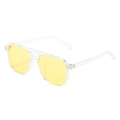 Retro double bridge aviator sunglasses with transparent frame and yellow tinted lenses - Clear Frame Yellow Lens