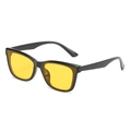Fashionable square black frame sunglasses with yellow lenses for street style look - Black Frame Yellow Lens
