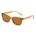 Chic amber square sunglasses with transparent frame and retro cat-eye silhouette - Brown Frame Tea Lens