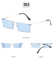 Modische randlose rechteckige Sonnenbrille mit hellblauen Gläsern und goldenen Metallbügeln - Goldener Rahmen Blaue Gläser