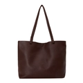 Große dunkelbraune Shopper-Tasche aus strukturiertem Leder mit langen Schultergurten - Braun
