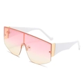 Oversized shield sunglasses with pink yellow gradient lenses and white frames - White Frame Pink Lens