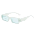 Gafas de sol rectangulares retro con montura blanca translúcida y lentes azul claro de moda - Montura Verde Gelatina Lente Verde
