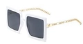 Witte oversized vierkante zonnebril met chique gouden metalen kettingpoten - Wit Frame Grijze Lenzen