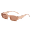 Gafas de sol rectangulares en rosa melocotón con lentes marrón oscuro y textura de gelatina - Montura Té Jelly Lente Té