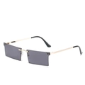 Lunettes de soleil rectangulaires sans monture avec monture en métal doré et verres gris - En stock / Monture dorée standard avec verres gris-noir