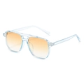 Retro aviator sunglasses with light blue translucent frame and orange gradient lenses - Blue Frame Gradient Orange
