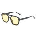 Retro-Pilotenbrille mit schwarzem Rahmen und transparenten gelben Gläsern - Schwarzer Rahmen Gelbe Gläser