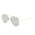 Classic aviator sunglasses with gold metal double bridge frames and light grey lenses - Gold Frame Gold Mirror Lens