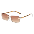 Modische randlose rechteckige Sonnenbrille mit braunem Farbverlauf und Schildpatt-Bügeln - Leopard-Rahmen Braune Verlaufsgläser