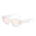 Trendy white cat-eye sunglasses with polygonal frames and translucent peach lenses - White Frame Brown Lens