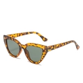 Fashion cat eye sunglasses featuring tortoise shell frames and dark grey lenses for women - 2112 / Leopard Frame Dark Green Lens