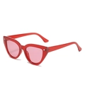 Fashion cat eye sunglasses with transparent red resin frame and pink lenses - 2112 / Red Frame Pink Lens