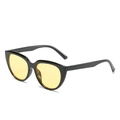 Gafas de sol retro de ojo de gato con montura negra gruesa y lentes amarillas claras - Montura Negra Lentes Amarillas
